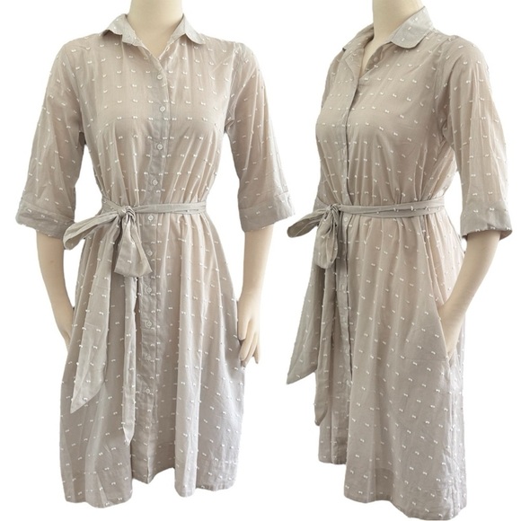 LISA MARIE FERNANDEZ Linen-blend Textures Gauze button down Midi cover-up Dress - Picture 6 of 16